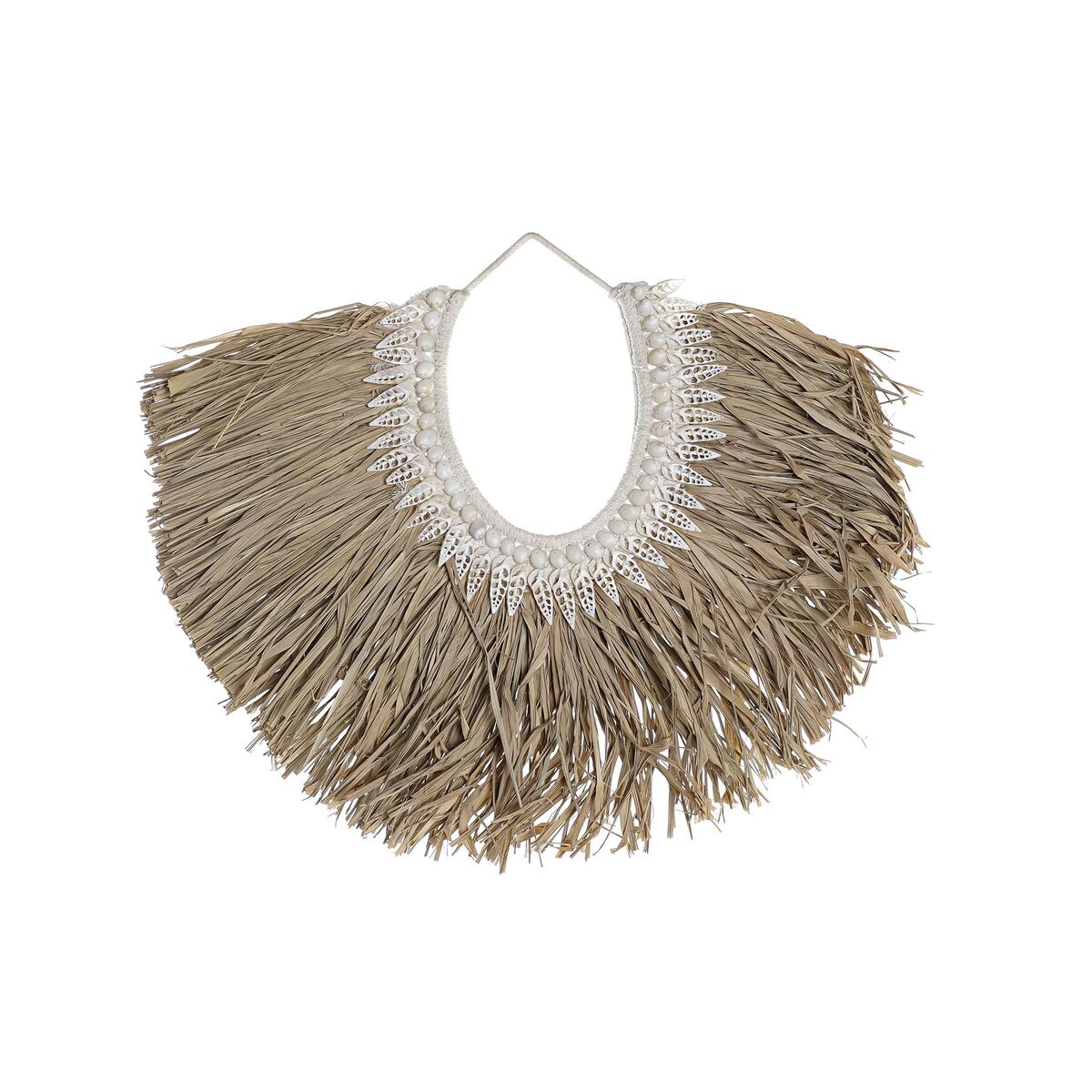 Seinäkoriste kuorilla & luonnonkuidulla, 70 x 3 x 57 cm, beige/ruskea, boho