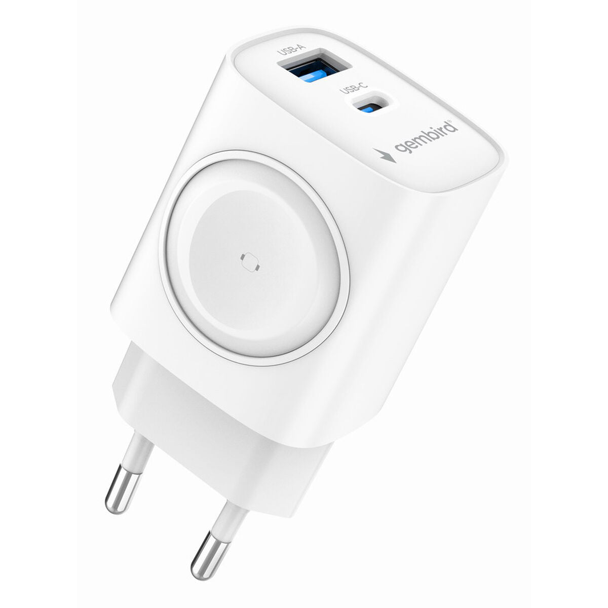 Seinälaturi USB-C PD & USB-A, pistorasiaan, valkoinen, älylaitteille Gembird