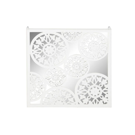 Seinäpeili 90 x 90 cm, valkoinen mdf kehys, pyöreä ornamentti romanttinen