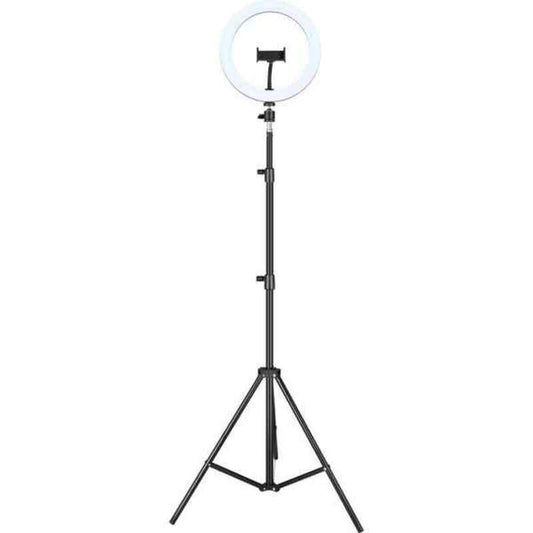 Selfie-rengasvalo 25 cm, säädettävä tripodi 200 cm, 2700–7000 K, 10 tasoa, USB