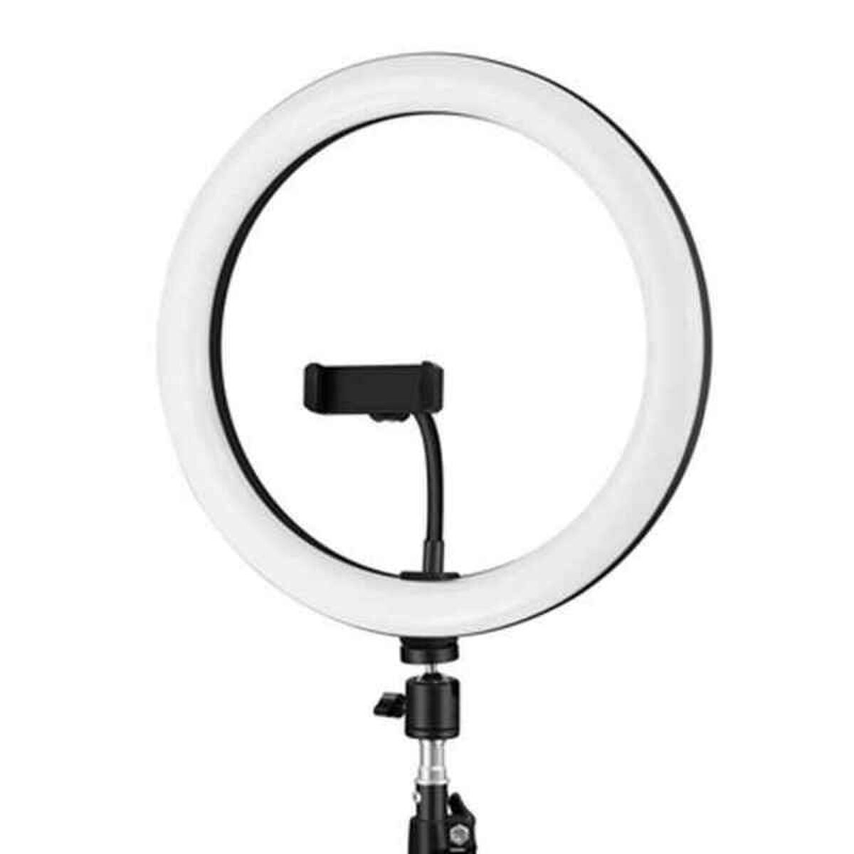 Selfie-rengasvalo 25 cm, säädettävä tripodi 200 cm, 2700–7000 K, 10 tasoa, USB