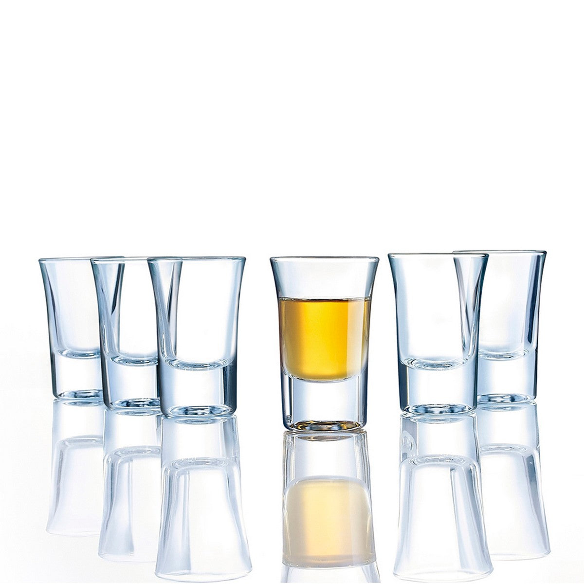 Shottilasit 3,4 cl 6 kpl, kirkas lasi, helppo puhdistaa, kierrätettävä baariin