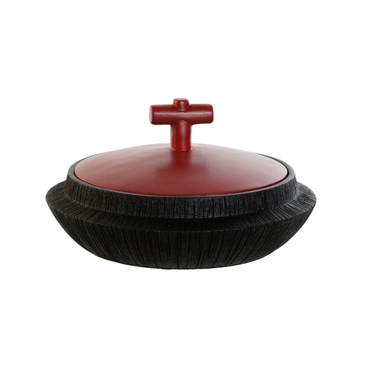 Sisustuskulho musta & punainen, hartsi, itämainen muotoilu 28×28×15 cm kotiin