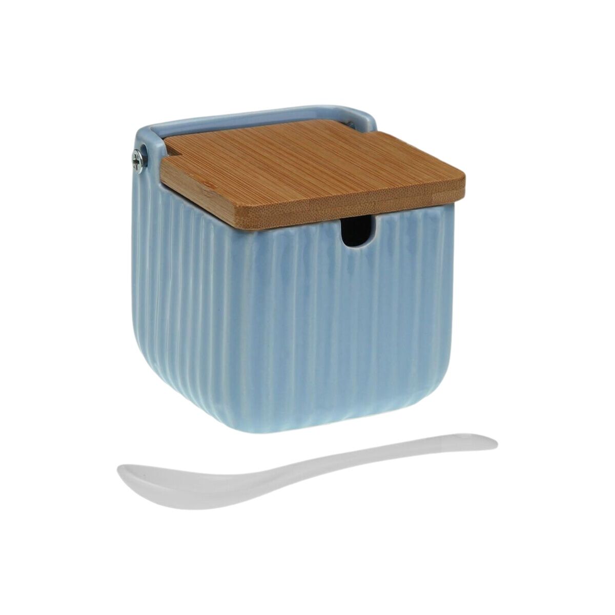 Sokeriastia bambukannella, sininen keramiikka & dolomiitti 8,3×8,3×8,3 cm