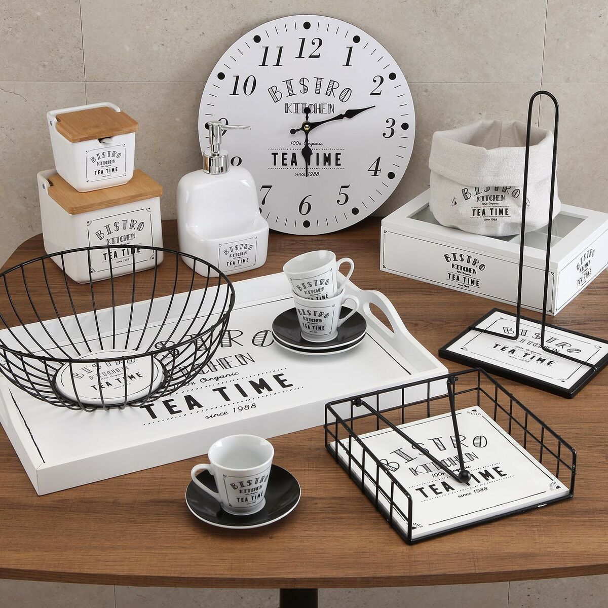 Sokeriastia keramiikka, bambukansi 8,8×8,5×8,8 cm, keittiöön - bistro-tyyli