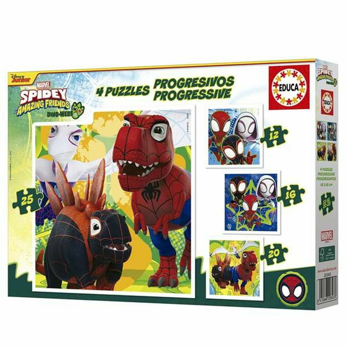 Spiderman palapeli 4 kpl setti, 12/16/20/25 palaa, 3+ vuotta lapsille