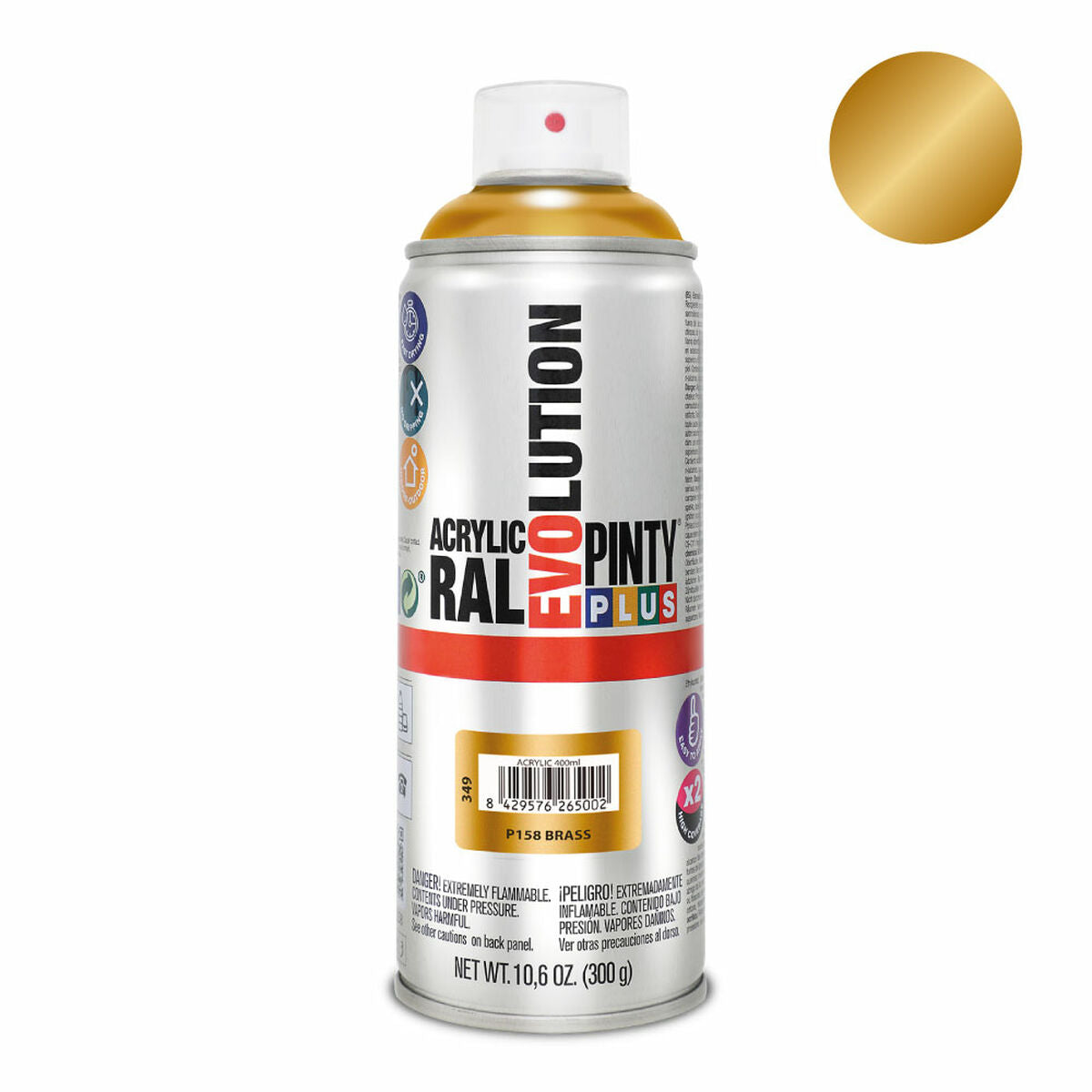 Spraymaali messinki 400 ml, nopeasti kuivuva metallinhohto, Pintyplus Evolution
