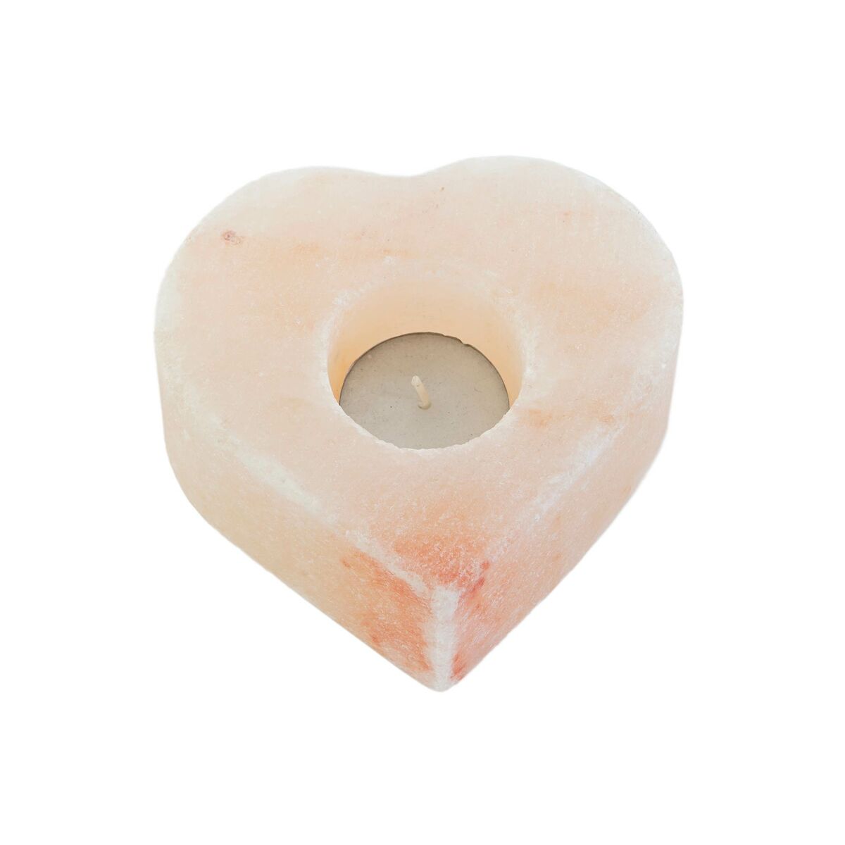 Suolakynttilänjalka pinkki luonnonsuola, sydän 11 x 11 x 5 cm, 2 kpl sisustus