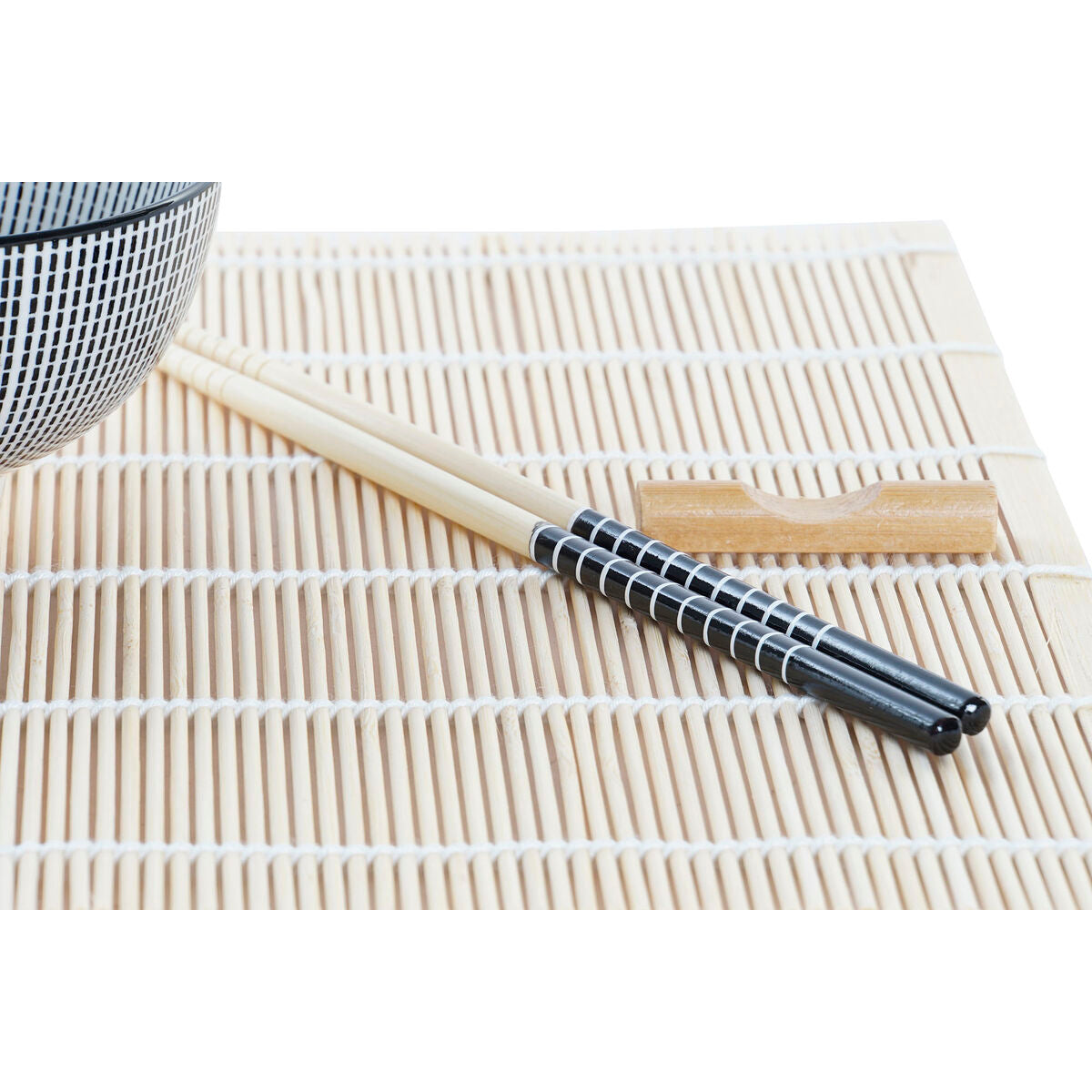 Sushisetti 16 osaa, musta keramiikka & bambualustat tarjoilu 14,5 x 14,5 x 31 cm