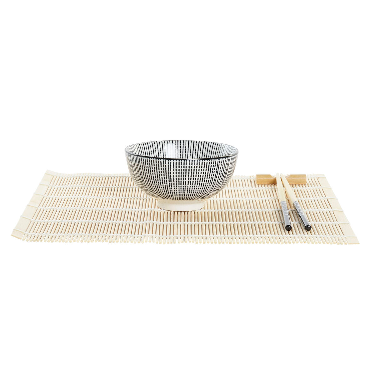 Sushisetti 16 osaa, musta keramiikka & bambualustat tarjoilu 14,5 x 14,5 x 31 cm