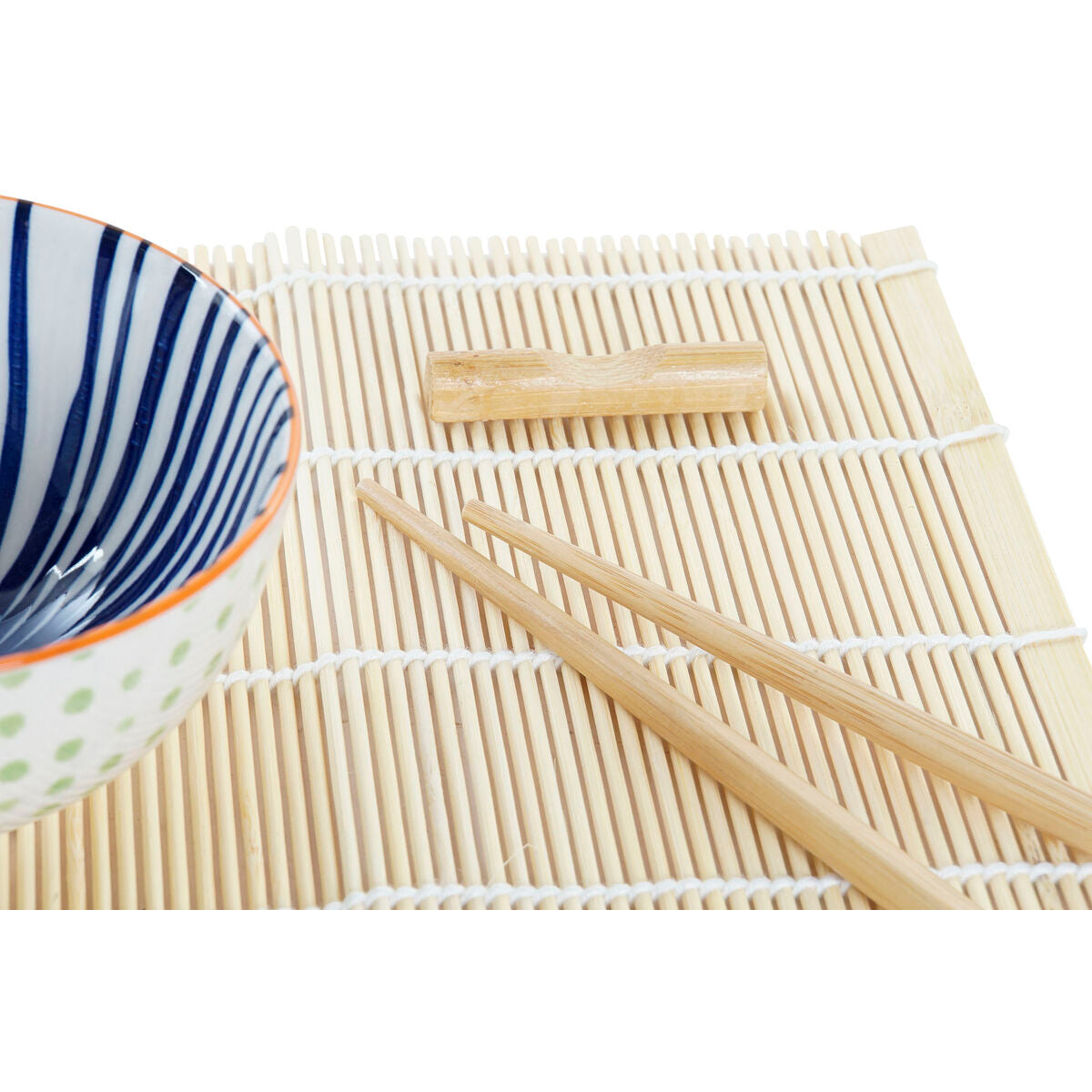 Sushisetti 16 osaa, keramiikka & bambu, sinivalkoinen, 14,5x14,5x31 cm