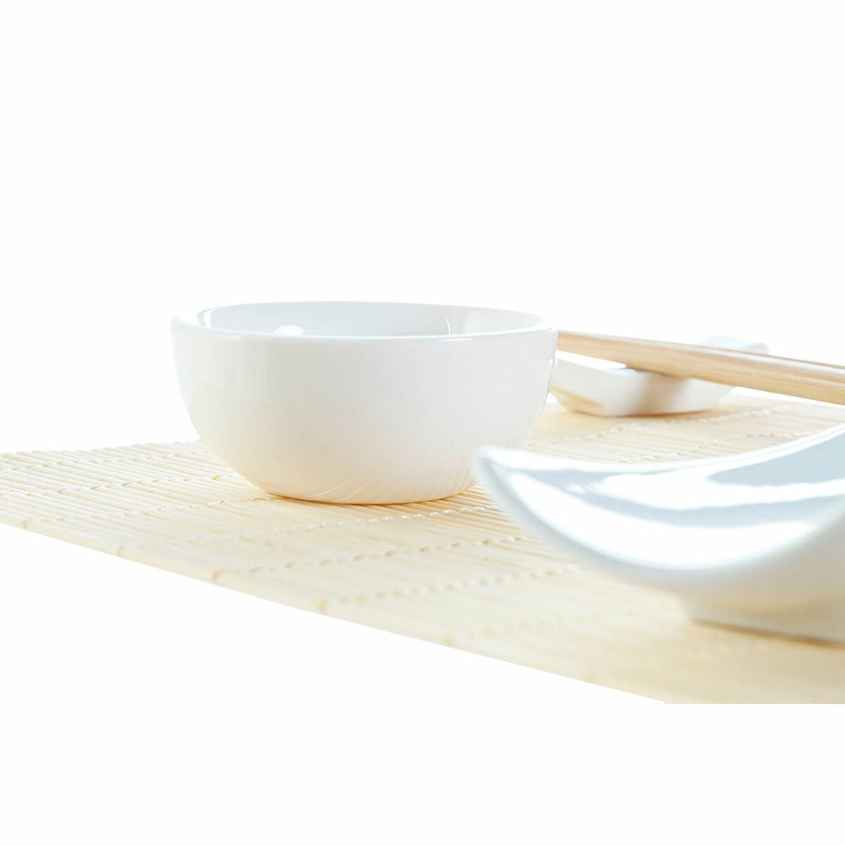 Sushisetti bambu 9 osaa, keramiikka valkoinen itämainen 28,5×19,5×3,3 cm