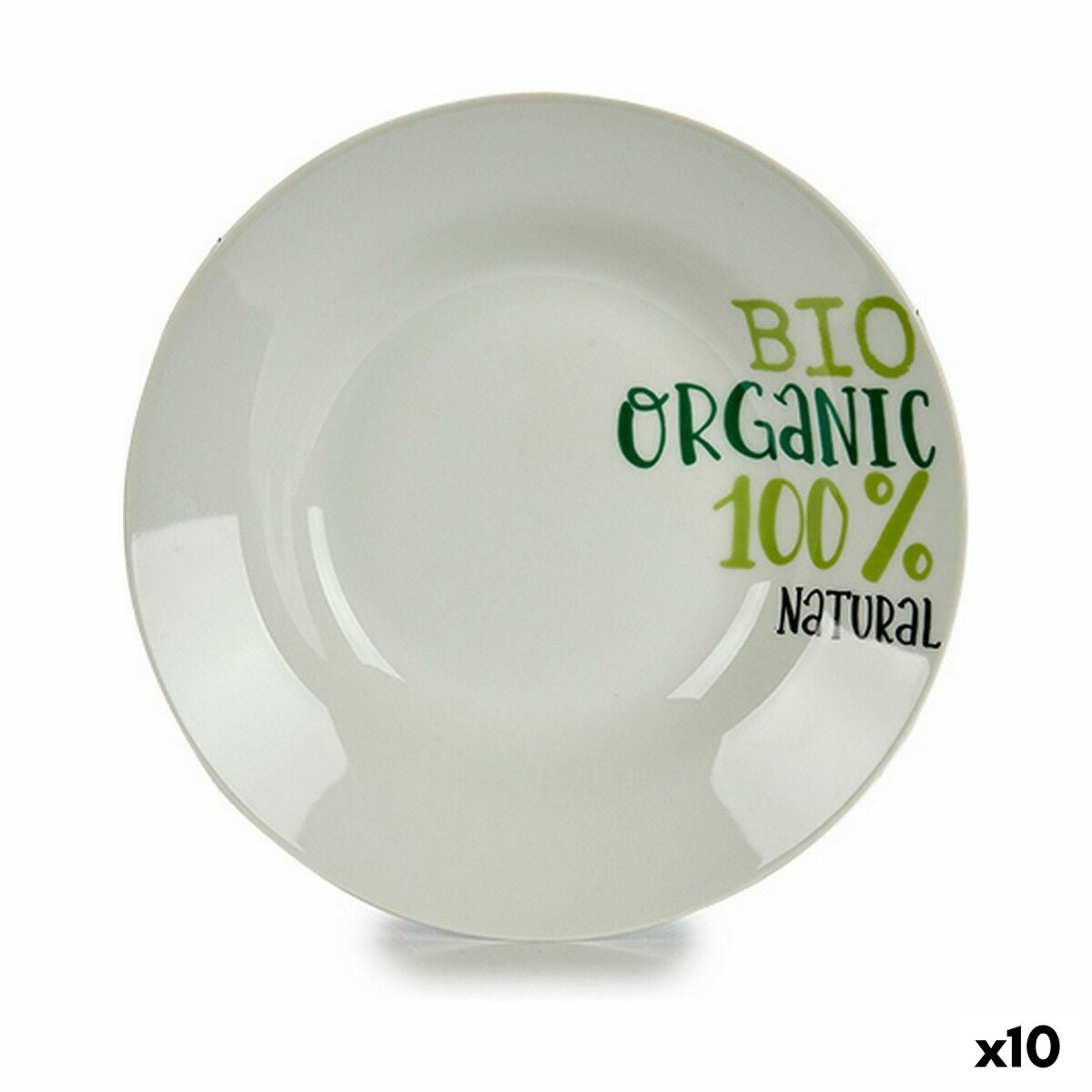 Syvä lautanen 20,6 cm posliini, printattu valkoinen & vihreä astiasarja 10 kpl
