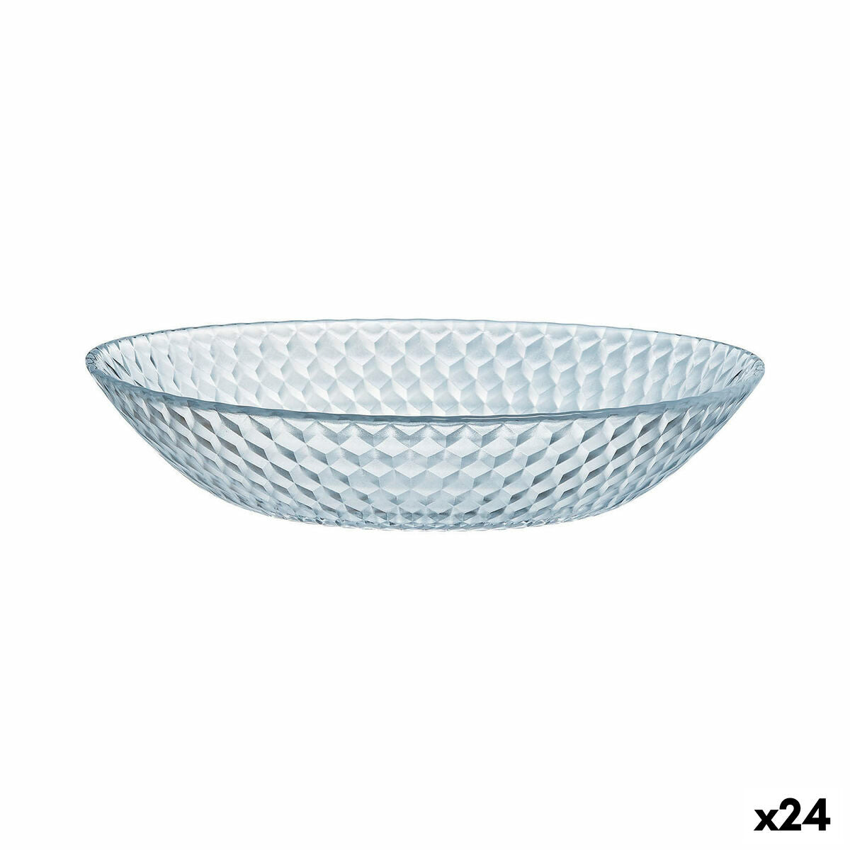 Syvä lautanen 20 cm, lasinen, läpinäkyvä - pinottava ruokailulautanen, 24 kpl