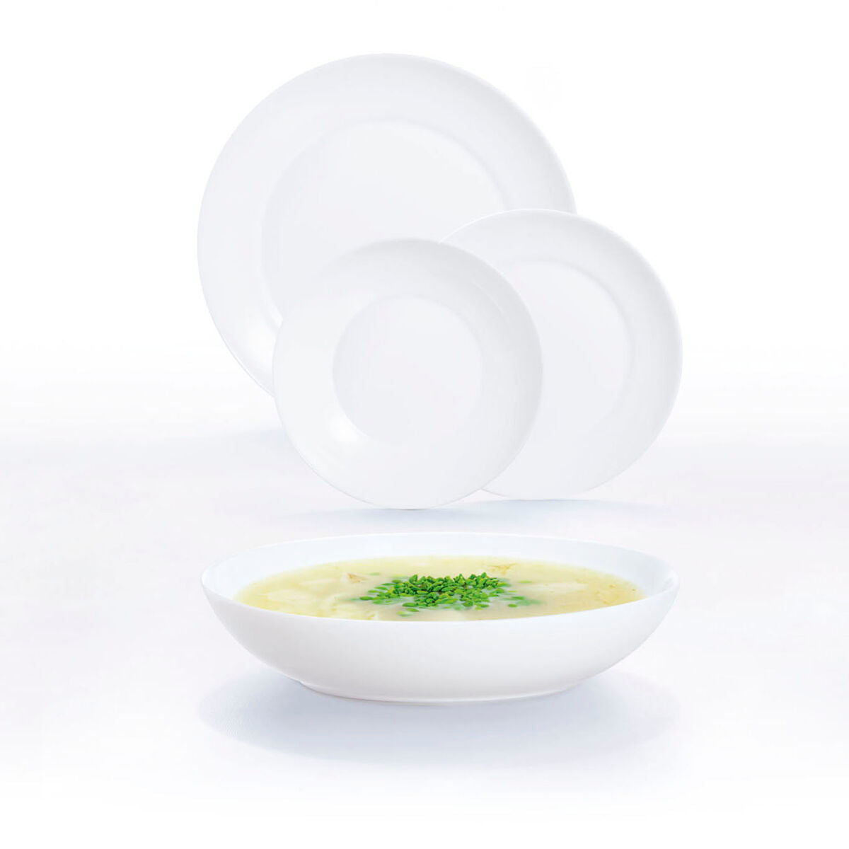 Syvä lautanen Ø 20 cm, astianpesukonepestävä, mikroaaltouuniin sopiva, 12 kpl