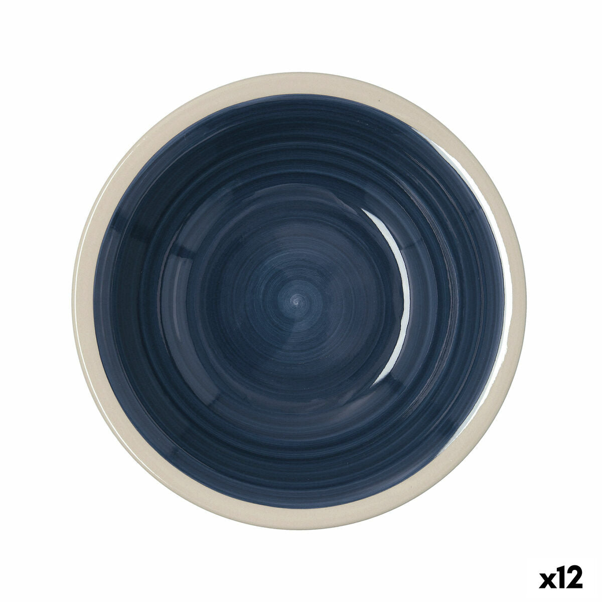 Syvä lautanen Ø 21,5 cm, keramiikka, 12 kpl – beige-reunainen, pinottava
