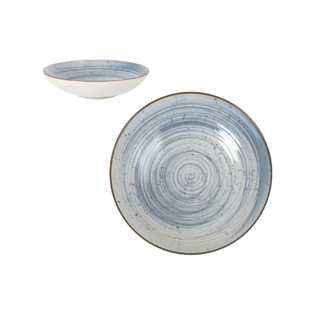 Syvä lautanen Ø 21 cm, sininen swirl-kuvio, 12 kpl - rustiikkinen kattaus
