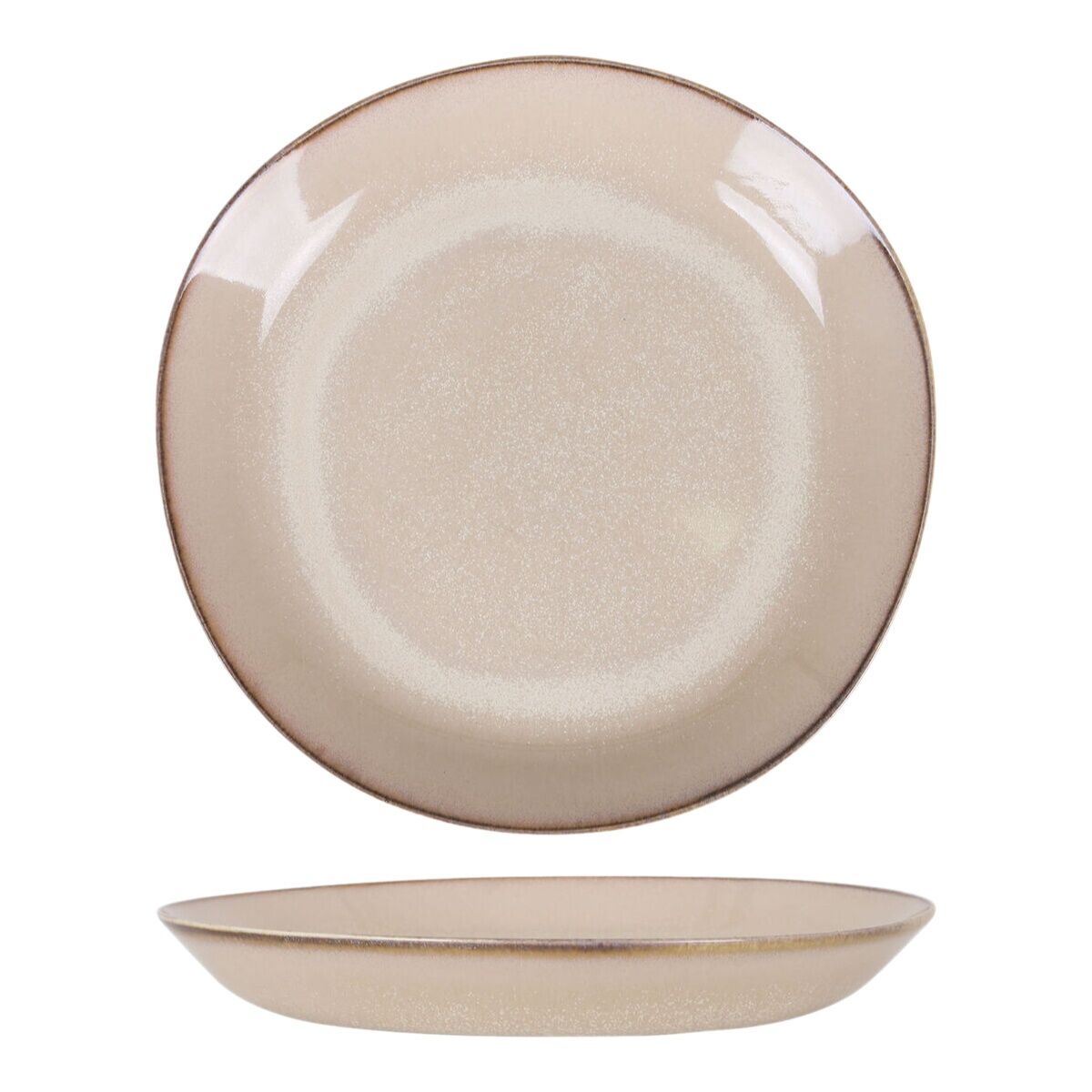 Syvä lautanen Ø 23 cm, beige, 6 osaa, ruokailulautanen astiasetti kotikäyttöön