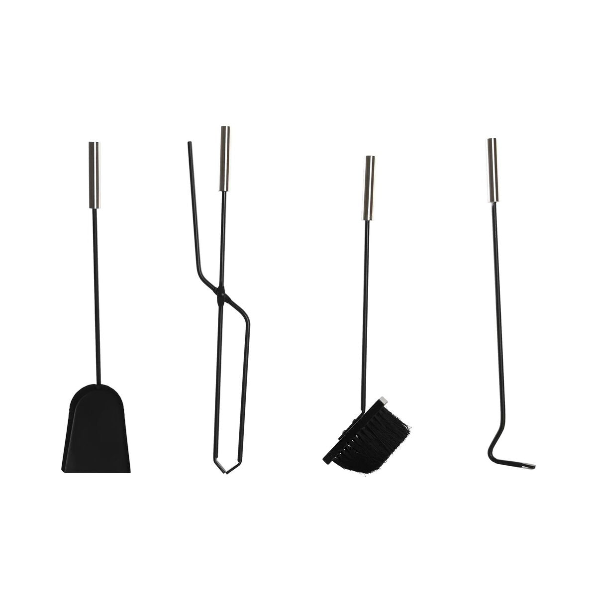 Takkasetti 4-osainen, takkavälineet, musta ruostumaton teräs, 51 cm - paino 2,5 kg