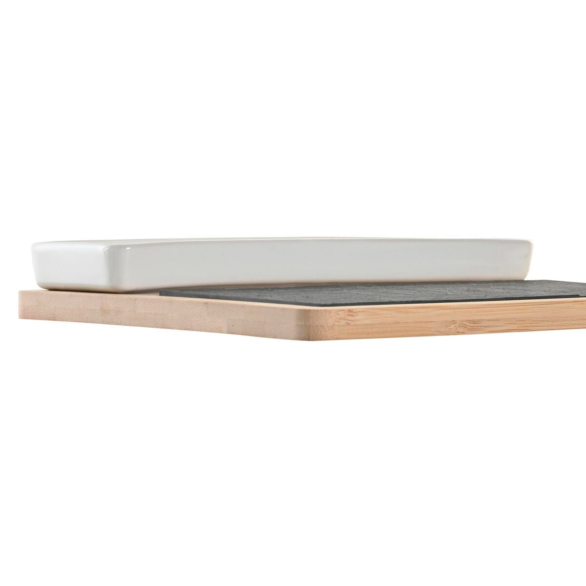 Tapas tarjotin liuskakivellä 24 x 7 x 2,5 cm, bambu alkuruokasetti, keraamiikka