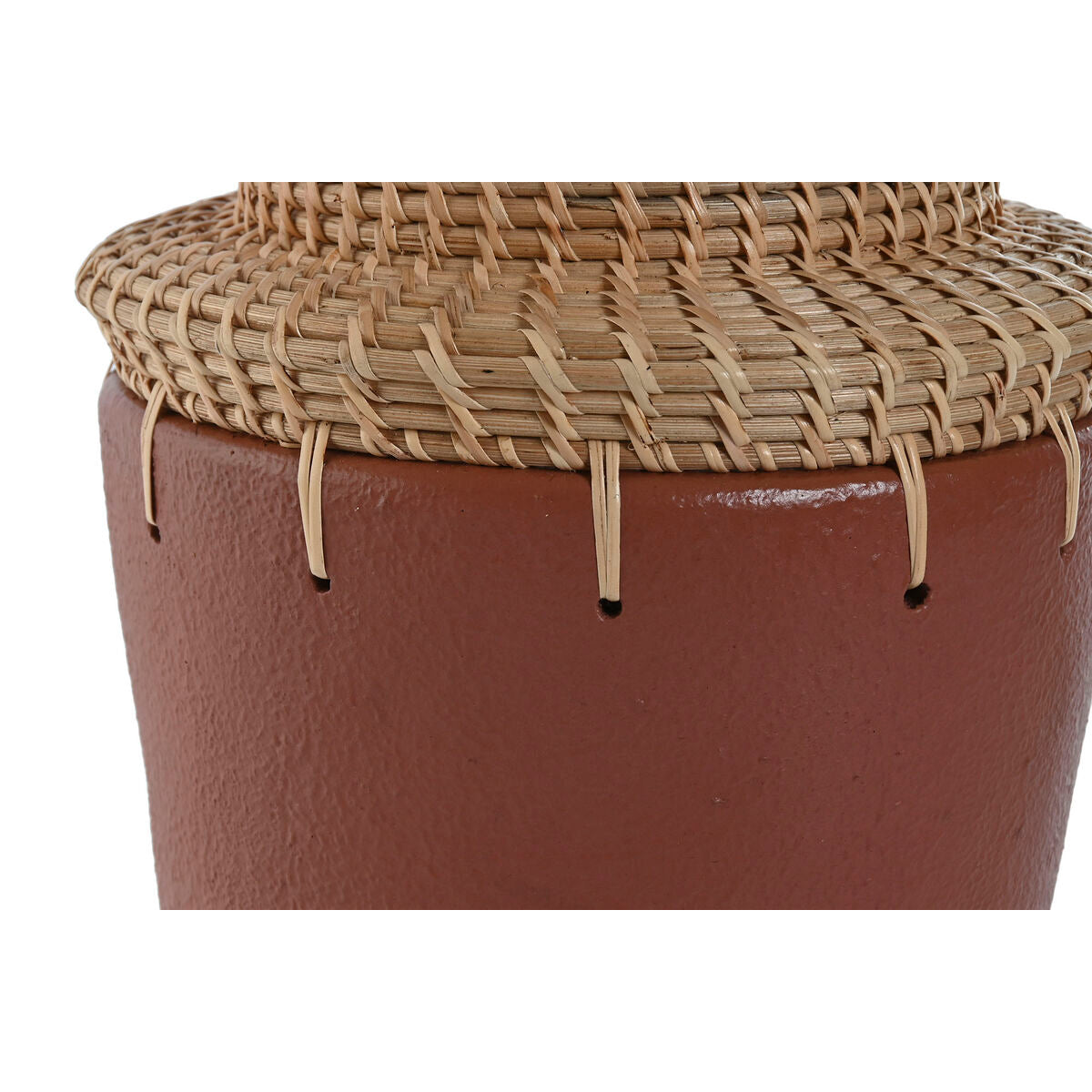 Terrakottamaljakko 22 x 22 x 35 cm, rattan-reunus, luonnonväri, sisustukseen