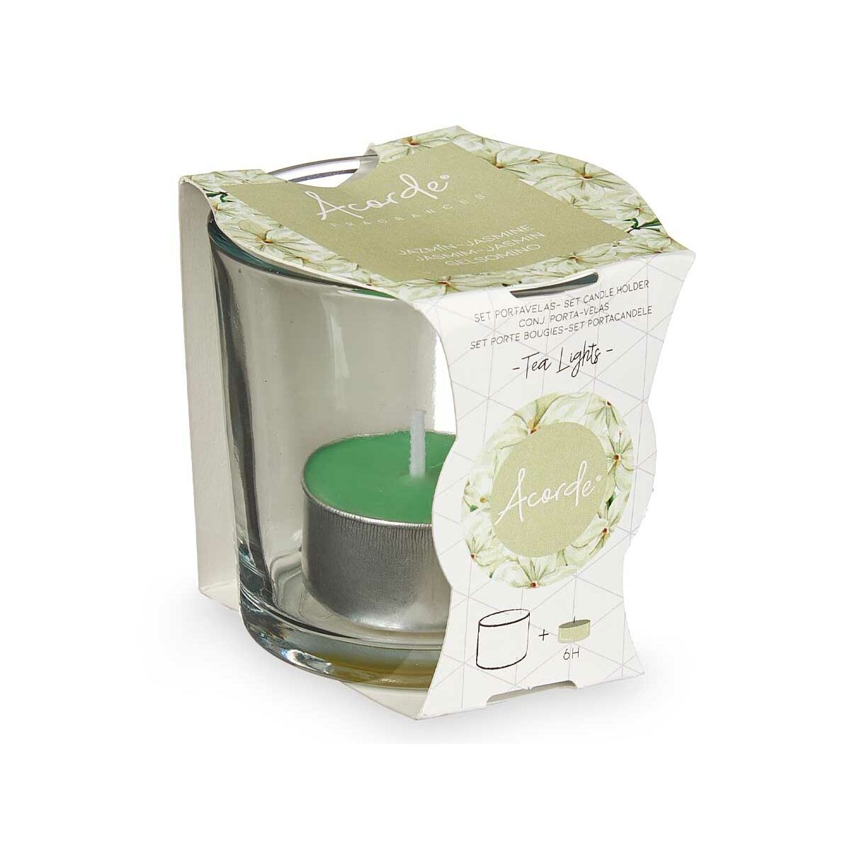 Tuoksukynttilä jasmiini, tealight 12 kpl - polttoaika 6 h, vihreä