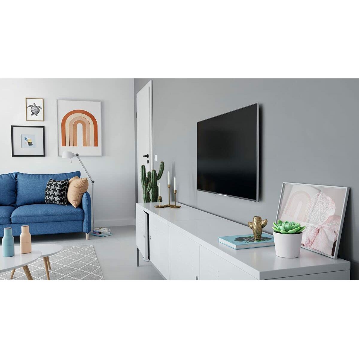 TV-teline 19", kiinteä seinäkiinnike, musta, ruuvit mukana, helppo asennus