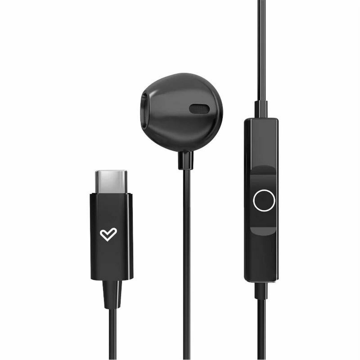USB-C in-ear-kuulokkeet, mikrofoni, musta, 14 mm elementti, 120 cm kaapeli