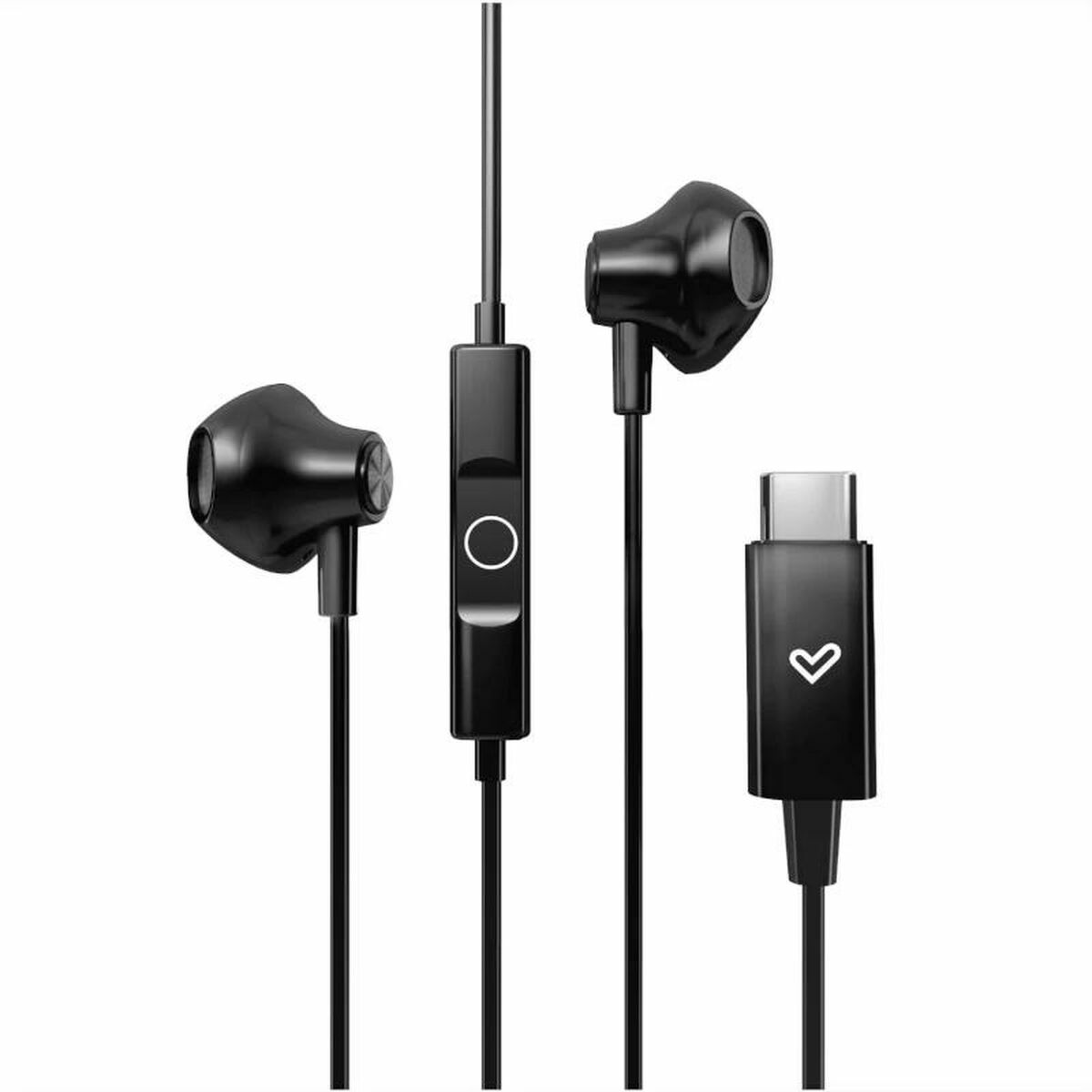 USB-C in-ear-kuulokkeet, mikrofoni, musta, 14 mm elementti, 120 cm kaapeli