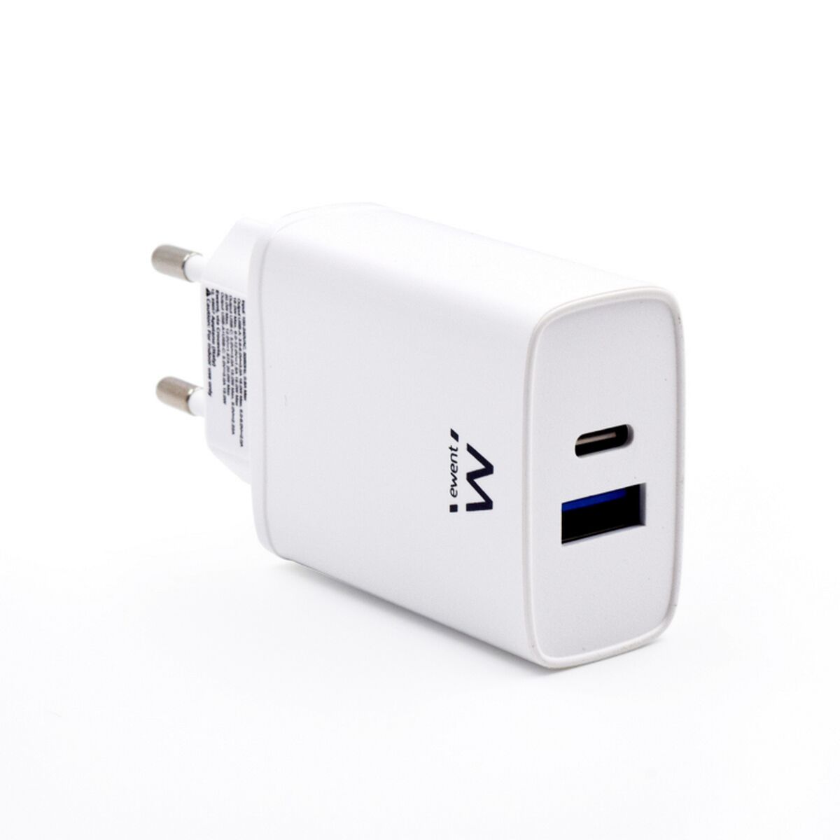 20 W USB-C laturi pikalataus 2-porttinen, valkoinen, EU-pistoke, QC 3.0, USB-A