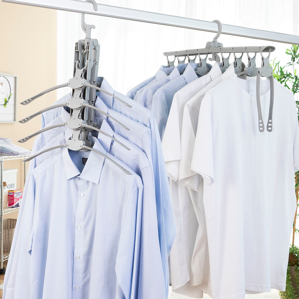 Vaateripustin 8-hengen taittuva, 360 asteen kääntyvä - paitoille & kevytvaatteille