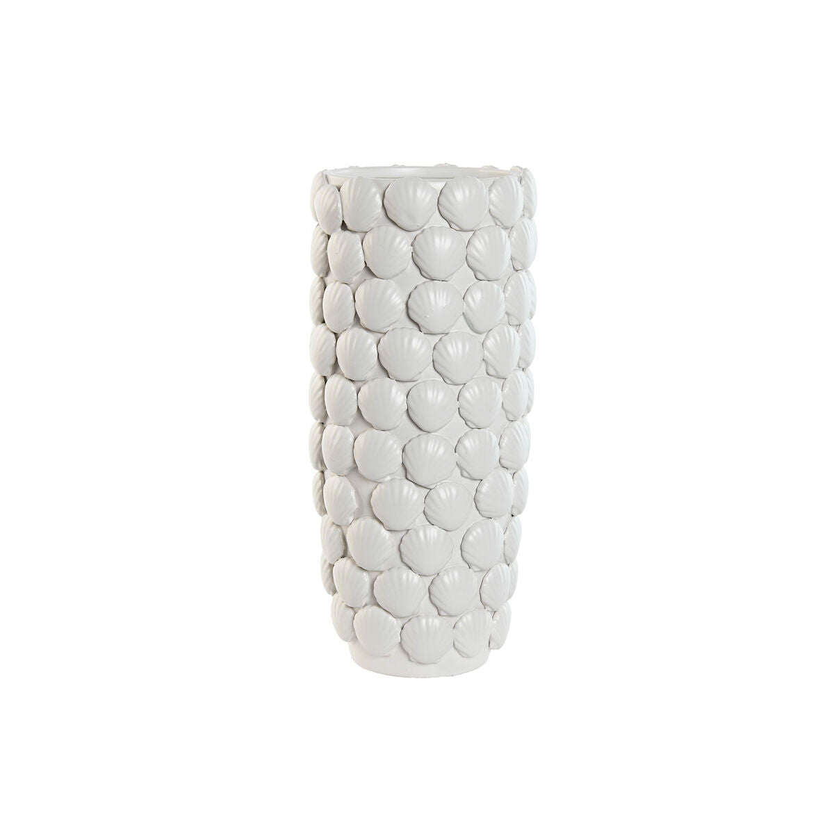 Valkoinen maljakko keramiikka, korkea välimeren kuorikuvio 15,5×15,5×33,5 cm