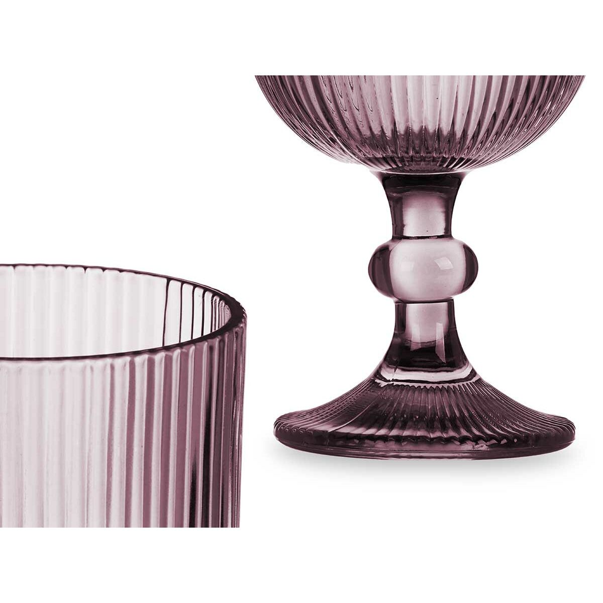 Viinilasi 260 ml, raidallinen pinkki lasi - 6 kpl, juhla- ja arkikäyttöön