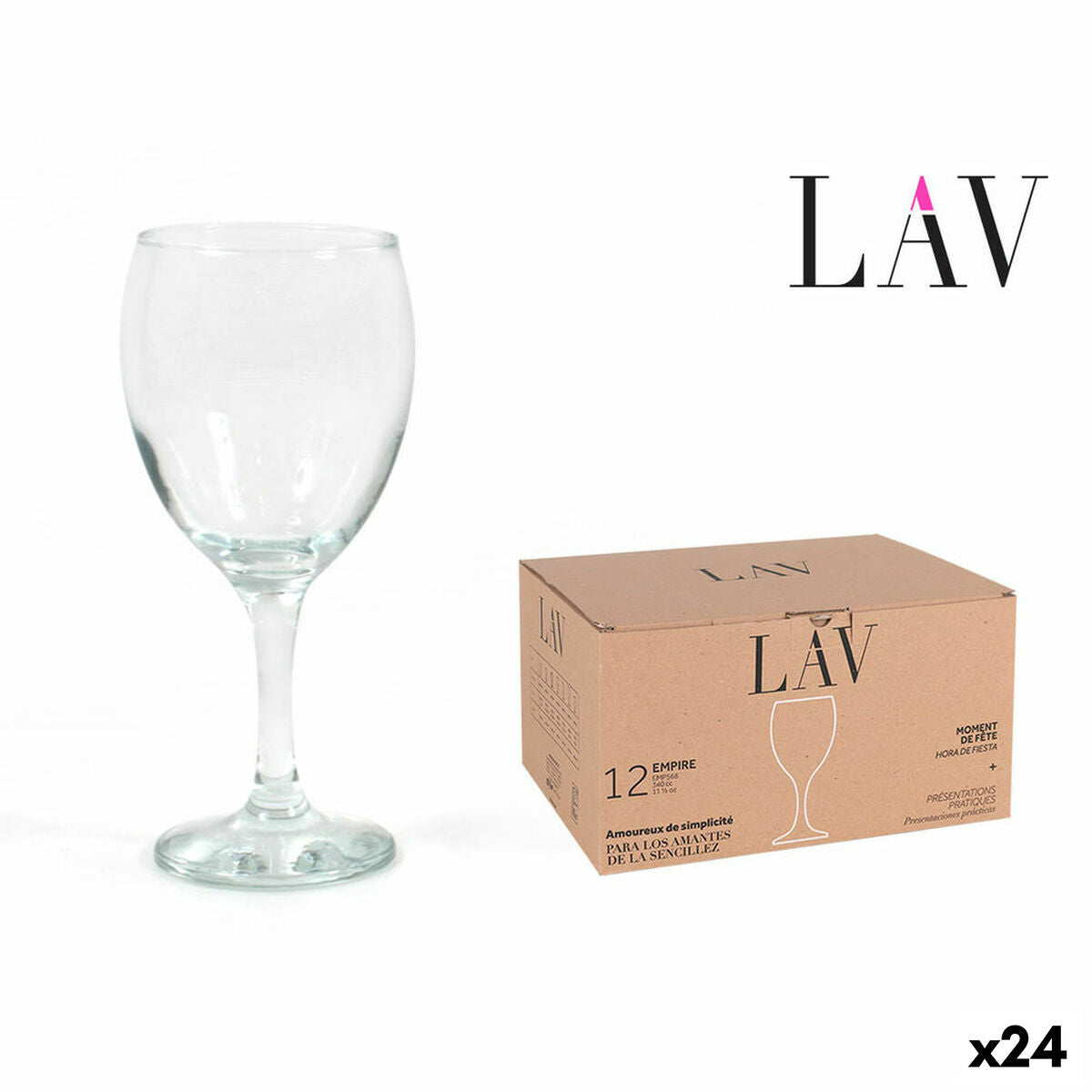 Viinilasi 340 ml, 24 kpl, empire-malli, jalallinen lasi arkeen & juhlaan