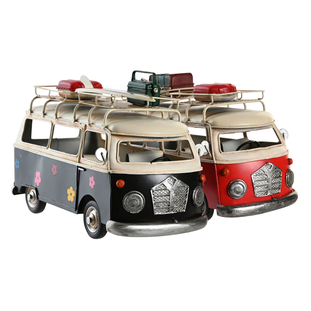 Koristeauto vintage metallinen 28 x 14 x 18 cm, 2 kpl, punainen & laivastonsininen