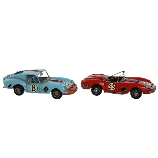 Koristeautot vintage, metallinen 2 kpl, sininen & punainen 31 x 12 x 9 cm