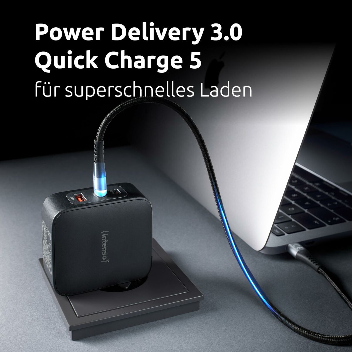 100 W USB-C GaN seinälaturi PD, 3-porttinen (2×USB-C + USB-A), lataus, musta