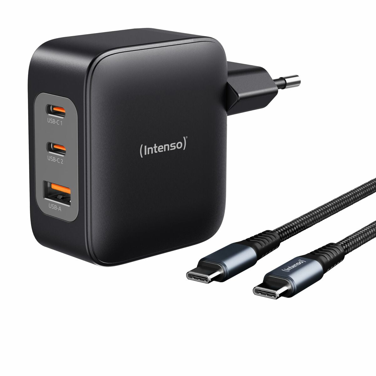 100 W USB-C GaN seinälaturi PD, 3-porttinen (2×USB-C + USB-A), lataus, musta