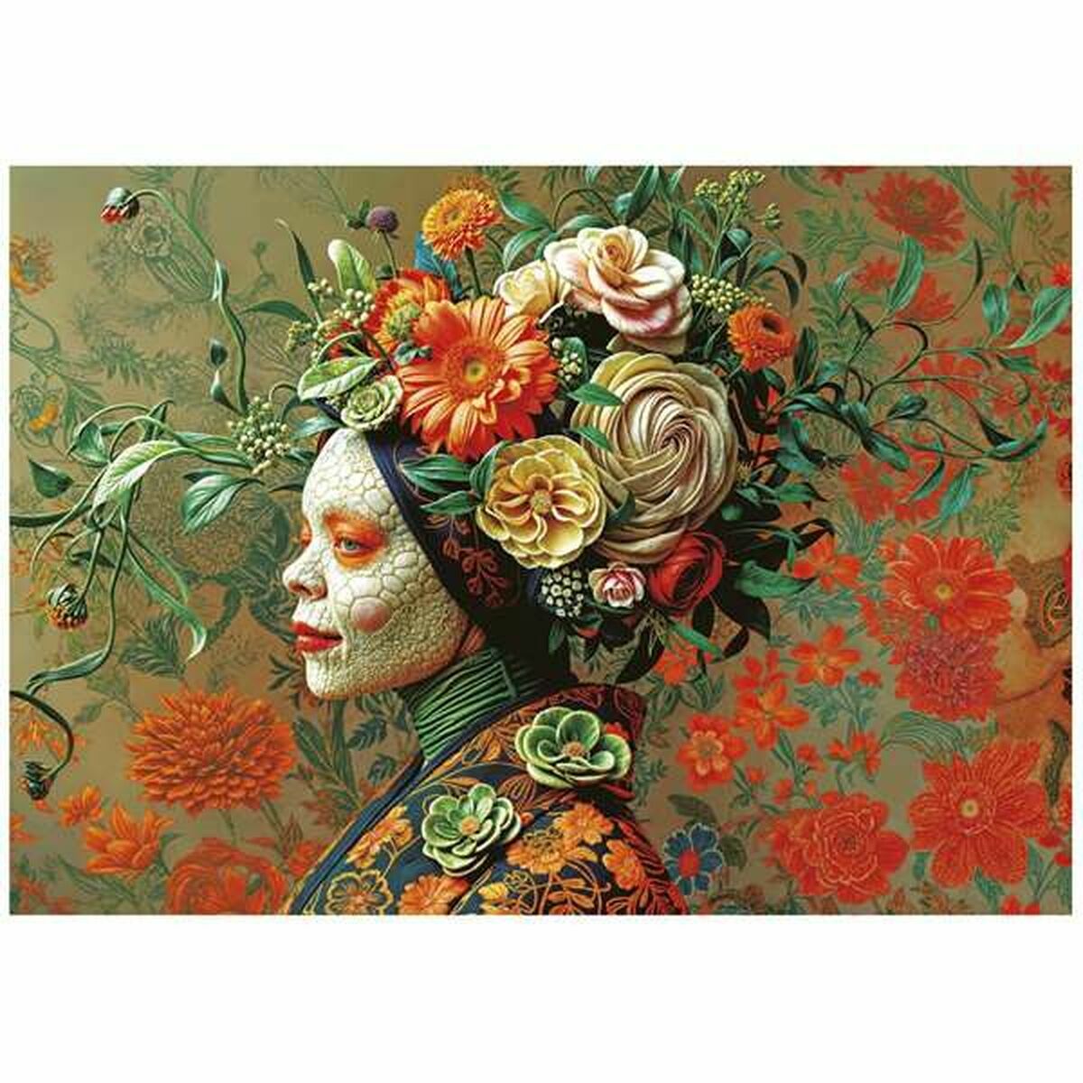 1000 palan palapeli, Queen Lizard - taidepalapeli kukkakoristeilla, 14+ Educa