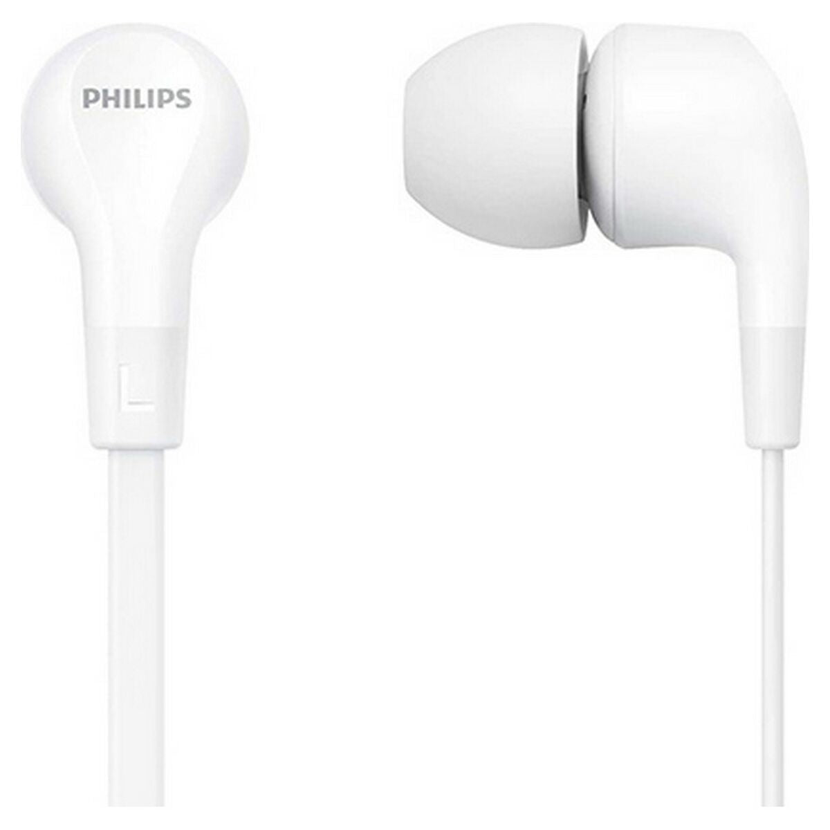 3,5 mm nappikuulokkeet, valkoinen silikonipäällyste, mikrofonilla, Philips