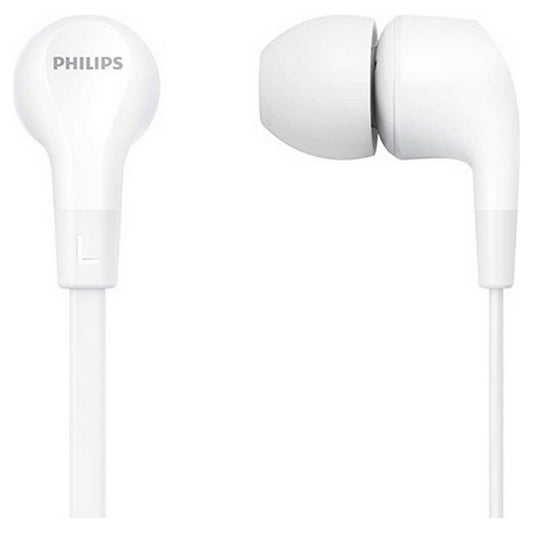 3,5 mm nappikuulokkeet, valkoinen silikonipäällyste, mikrofonilla, Philips