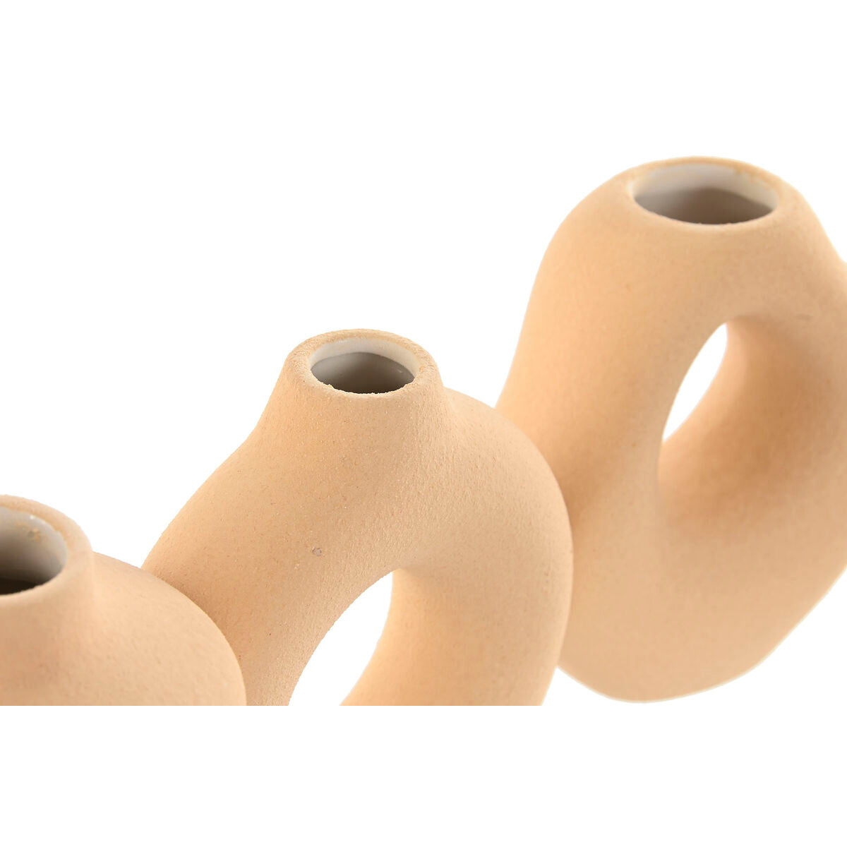 3-osainen maljakko setti, keramiikka 32 x 11,5 x 9 cm, valkoinen & beige skandityyli