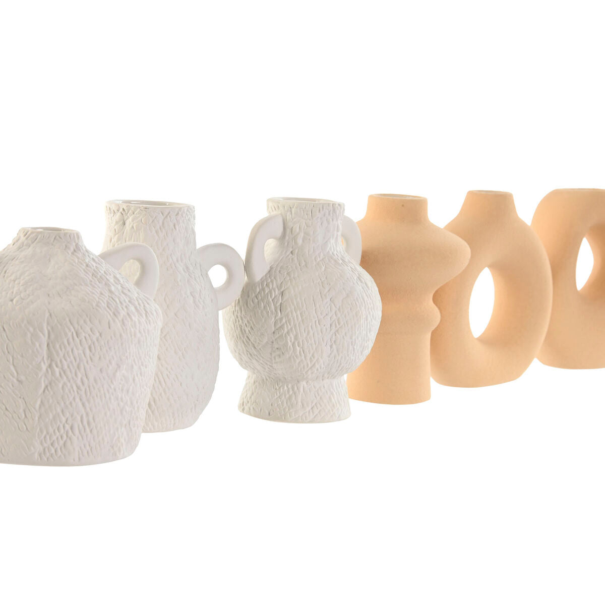 3-osainen maljakko setti, keramiikka 32 x 11,5 x 9 cm, valkoinen & beige skandityyli