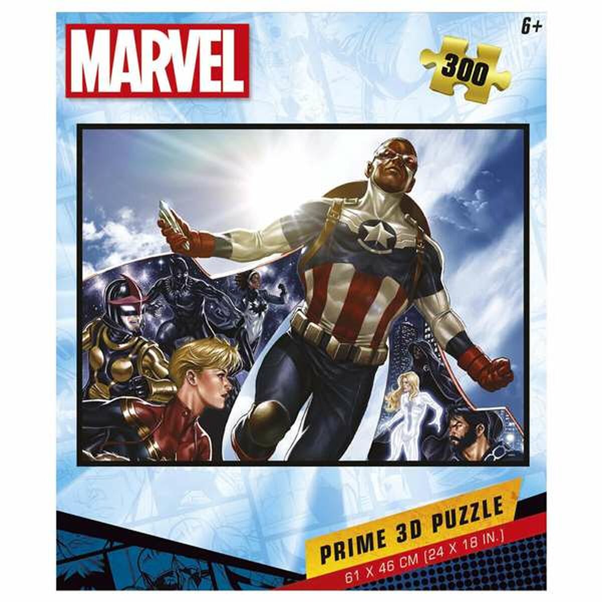 3D-palapeli 300 palaa, 61×46 cm, yli 8 v, Marvel-aiheinen, sarjakuvahahmot