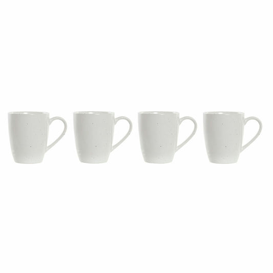 4-osainen mukisetti 300 ml, valkoinen keramiikka & kumipuu kahva keittiöön
