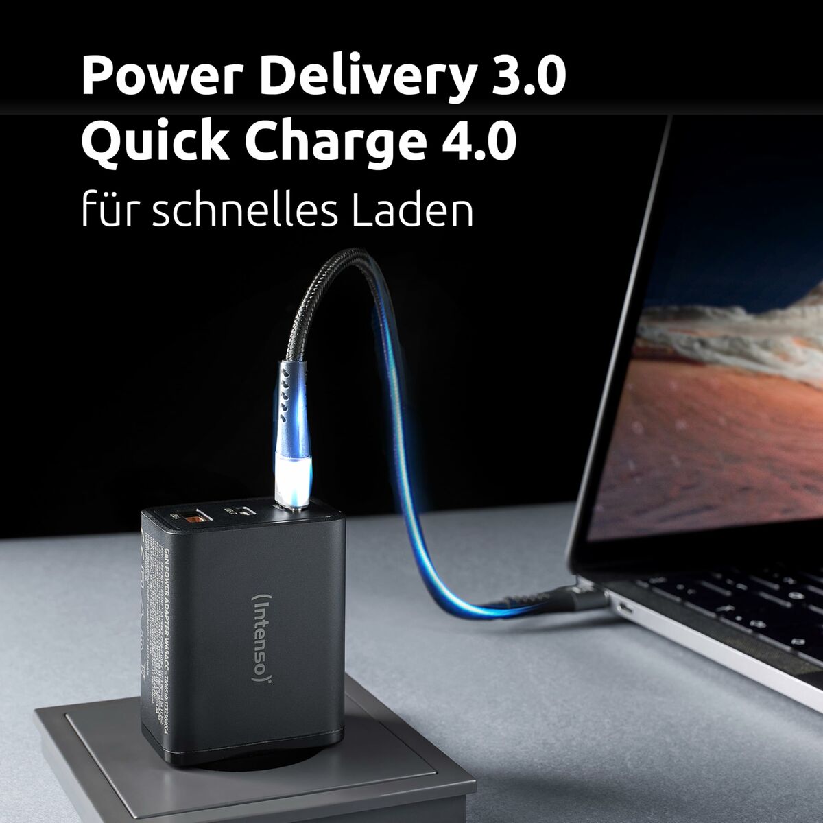 65 W USB-C seinälaturi, 3-porttinen EU-pistoke – älypuhelimille & kannettaville