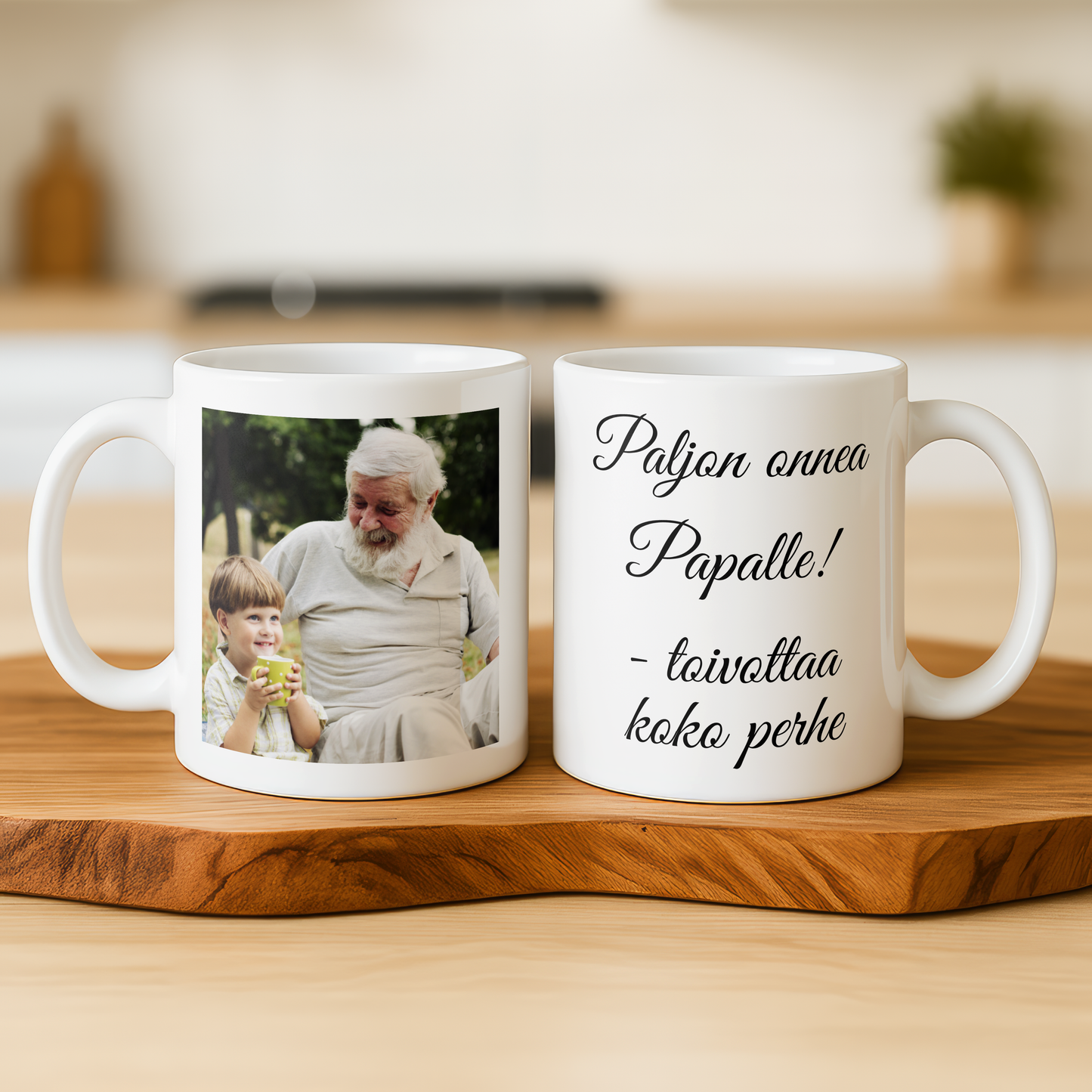 Personoitava valkoinen muki – Tee oma kuva ja teksti (Isoisälle / Ukille lahjaksi)