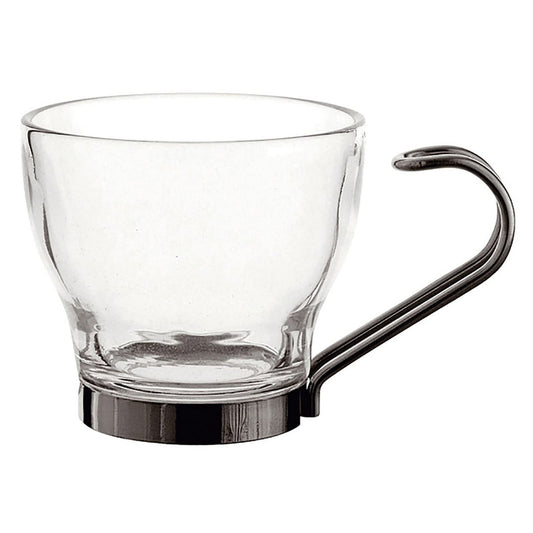 Espressokuppisetti 3 kpl 110 ml, konepesun kestävä läpinäkyvä lasi & teräskahva
