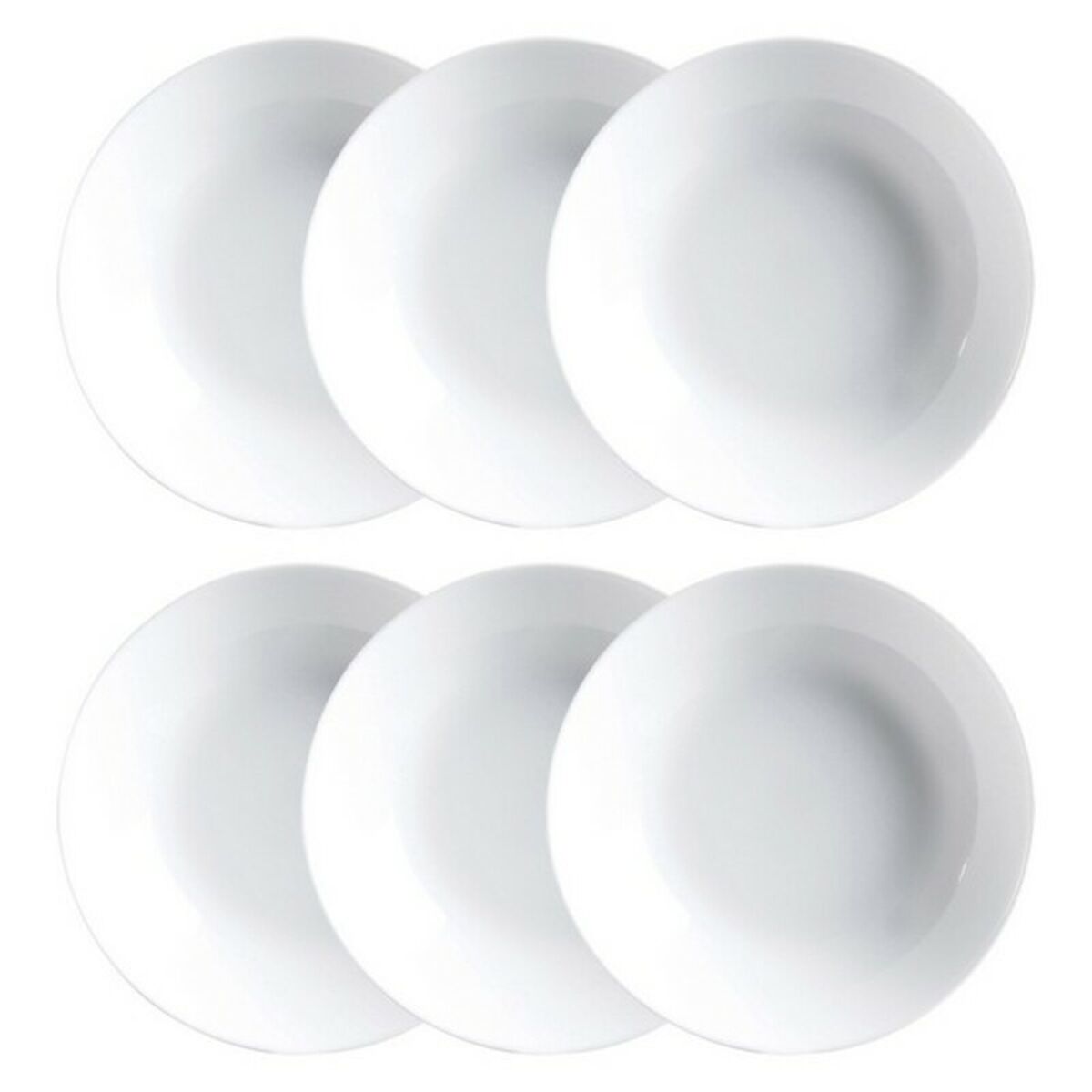 Syvät lautaset 20 cm, 6 kpl, valkoinen lasi - Luminarc Diwali – 20 cm syvä lautanen – kuva 1