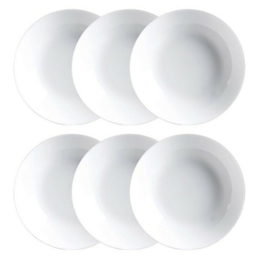 Syvät lautaset 20 cm, 6 kpl, valkoinen lasi - Luminarc Diwali – 20 cm syvä lautanen – kuva 1